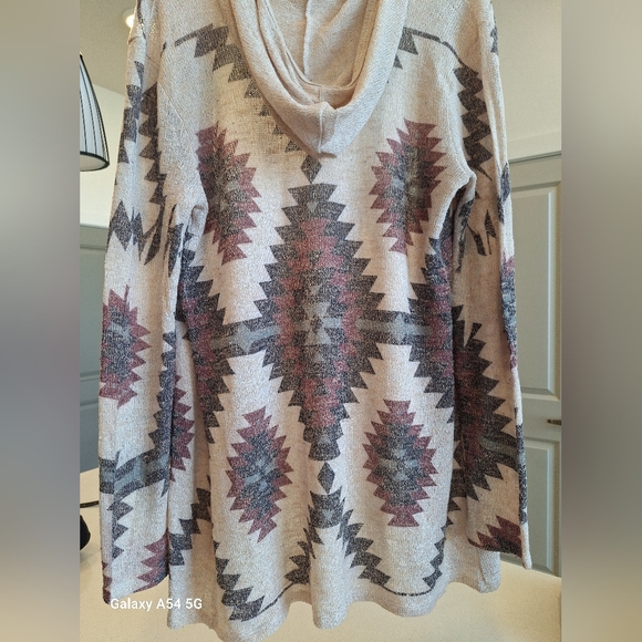 Knitted Cardigan, with Bohemian, knitted design at Thigh length with Hood - Picture 4 of 4